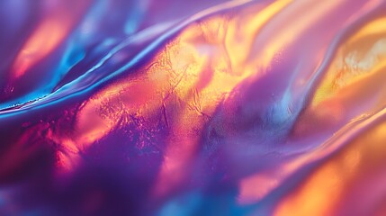 Poster - A visually striking and mesmerizing holographic texture with a smooth gradient effect that transitions seamlessly between a vibrant array of colors