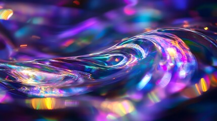 Poster - Mesmerizing holographic art piece featuring swirling iridescent patterns and captivating colors that create a dynamic futuristic and otherworldly visual experience