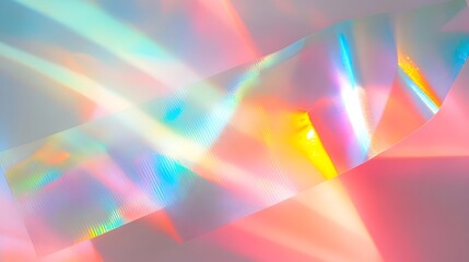 Poster - Stunning holographic sticker with a captivating prismatic effect against a plain minimalist background  This vibrant and eye catching digital graphic design creates a mesmerizing