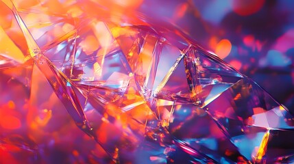 Poster - Visually striking holographic design featuring a mesmerizing arrangement of abstract geometric shapes and shimmering vibrant colors that captivate the senses and ignite the imagination