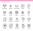 © realstockvector - Woman menopause, menstruation cycle set icons. The outline icons are well scalable and editable. Contrasting elements are good for different backgrounds. EPS10.