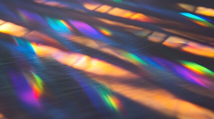 Poster - Holographic Surface Reflecting Rainbow like Patterns Under Direct Light   Captivating Abstract Digital Art with Vibrant Iridescent Colors and Shimmering Reflections