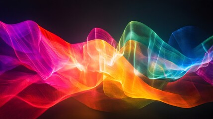 Poster - Mesmerizing Holographic Light Display with Vibrant Shifting Colors Against a Dark Background  Futuristic and Captivating Digital Art Composition