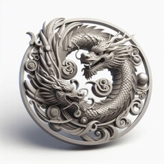 Wall Mural - chinese dragon on white background