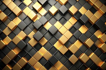 Wall Mural - Abstract modern background with black and gold squares