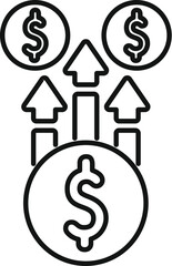 Poster - Simple line icon showing the concept of money increasing with up arrows symbolizing financial growth