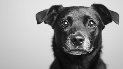 Wall Mural - The cute dog gazed affectionately at the camera with a loyal expression. The studio shooting on a white background showcases high-quality and clear pet images, suitable for animal themed projects.