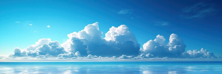 Sky Blue,Cloud Background,Horizon Spring Clear Sky in Morning by the beach,Vector beautiful landscape nature sunrise in Summer,Backdrop panoramic banner white clouds over blue ocean,Sunset landscape