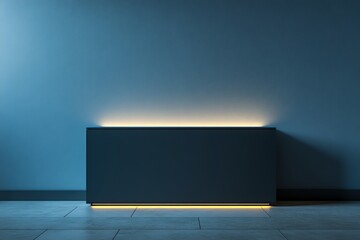 Poster - A Modern Minimalist Room with a Cabinet and LED Lighting