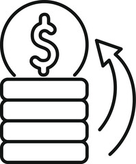 Poster - this icon shows a stack of coins with a dollar sign inside a lightbulb above it and a curved arrow p