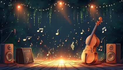 melodic wallpaper illustration featuring vibrant music themes and harmonious visuals