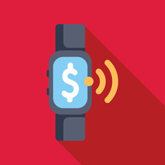 Poster - Smartwatch sending wireless payment with nfc technology, showing dollar sign on screen