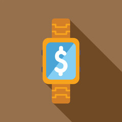 Poster - smartwatch with a dollar sign on the screen suggesting mobile payment, online banking and finance te