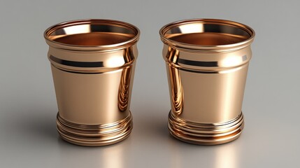 Two Copper Cups on a Grey Background