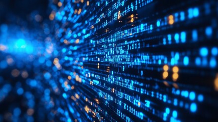 Aufkleber - Blue digital binary data on computer screen banner