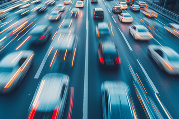 A long-exposure photograph of traffic on the highway