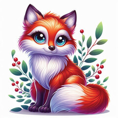 Poster - Cute Fox Vector Cartoon illustration