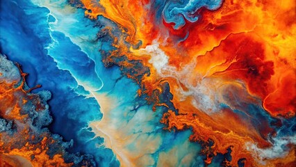 Wall Mural - aerial abstract art with orange red and blue colors