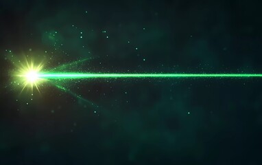 Poster - green laser beam on isolated dark background.
