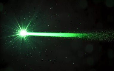Poster - green laser beam on isolated dark background.
