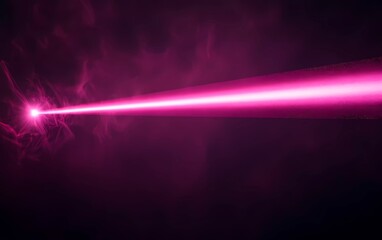 Poster - pink laser beam on isolated dark background. 