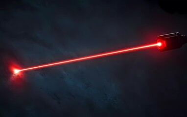 Wall Mural - red laser beam on isolated dark background. 