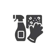 Wall Mural - Spray bottle, sponge, and cleaning gloves vector icon