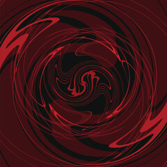 Poster - Deconstructed Brutalism Black and Red Circle Spiral Background
