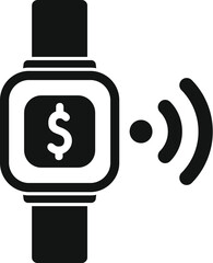 Poster - smartwatch making online nfc mobile payment with dollar sign on the screen