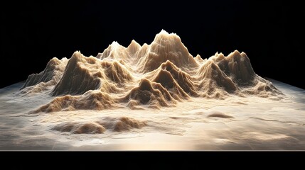 Poster - A mesmerizing holographic display showcasing a highly detailed topographical world map featuring intricate mountain ranges and valleys across the continents
