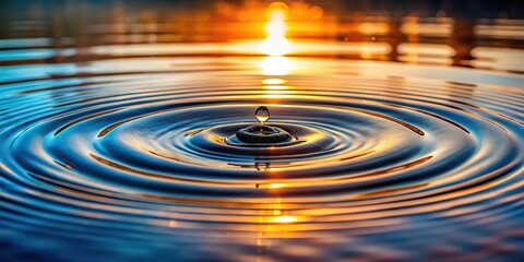 a delicate dance of water ripples unfold on a reflective surface, captured with stunning sharpness a