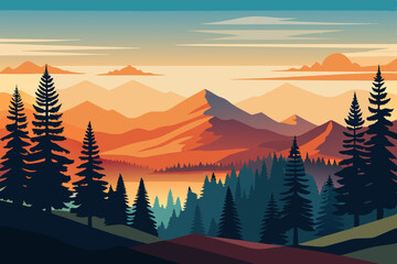 Poster - Peaceful landscape vector illustration