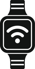 Poster - black and white vector illustration of a smartwatch showing wifi signal icon