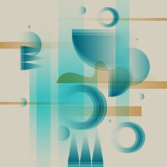 Poster - Abstract background with bright transparent shapes. Composition and different shapes.