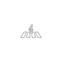 Sticker - Person crossing street on crosswalk line icon isolated on white background