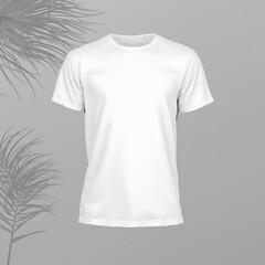 Blank White T-shirt Mockup, Isolated on a gray background, shadow overlay, natural lighting, T-shirt Mockup,