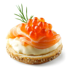 Wall Mural - Canapes with red salmon and cream cheese isolated on white background