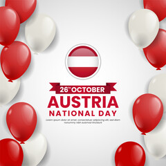 Wall Mural - Austria National Day Background with balloons illustration design, October 26. Suitable for greeting card, poster and banner.