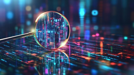 Magnifying Glass Exploring Digital Code
