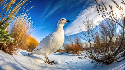 Wall Mural - arctic bird in front of willows during spring season