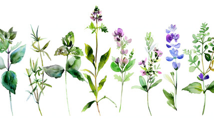 Poster - Herbs Watercolor art drawing style