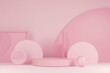 © Svetlana - Elegant pink podium display with minimalistic abstract shapes for Valentine's Day decor and product presentations