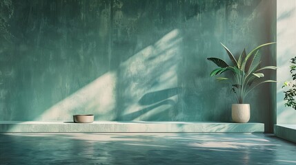 Wall Mural - Backdrop with emerald to seafoam gradient and fine textures for a fresh calming atmosphere