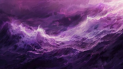 Wall Mural - Post-Impressionist backdrop with purple and pink waves creating soothing motion and textured light