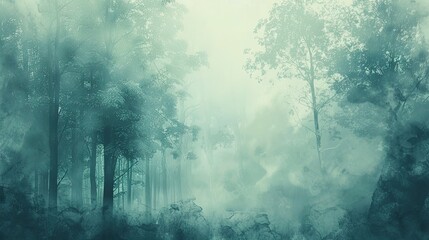 Backdrop with a misty forest scene light filtering through the trees and soft dreamy textures