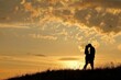 © Svetlana - A silhouetted couple shares a tender kiss against a vibrant sunset, encapsulating love and romance on a beautiful evening