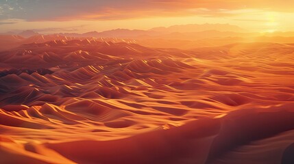 Wall Mural - Backdrop showcasing a desert landscape with sand dunes glowing sunset light and soft shadows creating depth