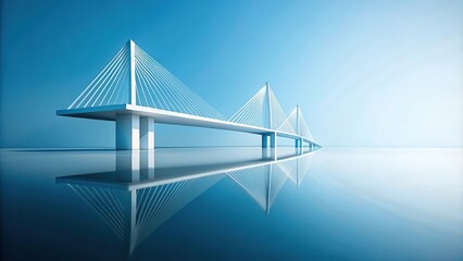 Canvas Print - Asymmetrical White and Blue Bridge Minimalism in a negative artistic space Visual abstract metaphor Geometric shapes with gradients