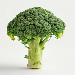 Wall Mural - A vivid green broccoli in pure white background