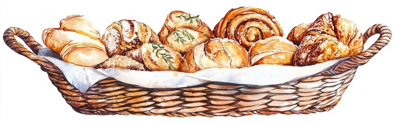 Delightful Basket of Artisan Pastries: A Visual Treat for Food Lovers